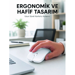 Profesyonel Kablosuz Bluetooth Mouse Çift Modlu Şarjlı Ergonomik Fare