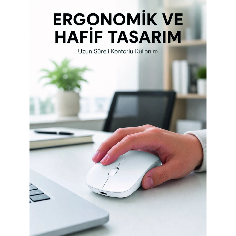 Profesyonel Kablosuz Bluetooth Mouse Çift Modlu Şarjlı Ergonomik Fare Profesyonel Kablosuz Bluetooth Mouse Çift Modlu Şarjlı Ergonomik Fare