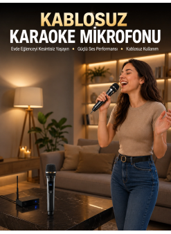 Profesyonel Kablosuz Mikrofon Seti Çift Mikrofonlu
