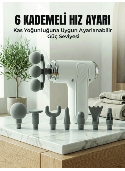 Profesyonel Kas Gevşetici Masaj Tabancası 8 Değiştirilebilir Başlıklı Kablosuz Masaj Cihazı
