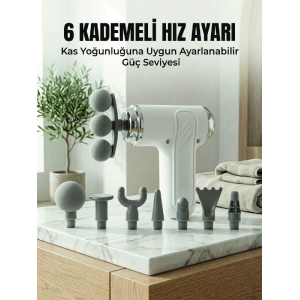 Profesyonel Kas Gevşetici Masaj Tabancası 8 Değiştirilebilir Başlıklı Kablosuz Masaj Cihazı