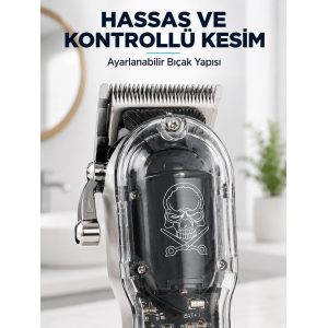 Profesyonel Saç Tıraş Makinesi Şarjlı Lcd Ekranlı 4 Taraklı 1800 Mah Güçlü Motorlu Saç Kesme Makinesi