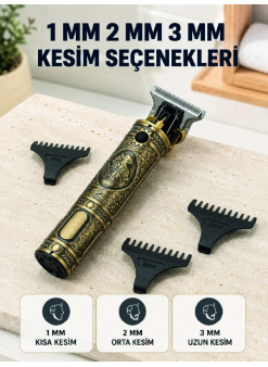 Profesyonel Saç Ve Sakal Tıraş Makinesi 1500 Mah Bataryalı 1 2 3 Mm Taraklı