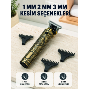Profesyonel Saç Ve Sakal Tıraş Makinesi 1500 Mah Bataryalı 1 2 3 Mm Taraklı