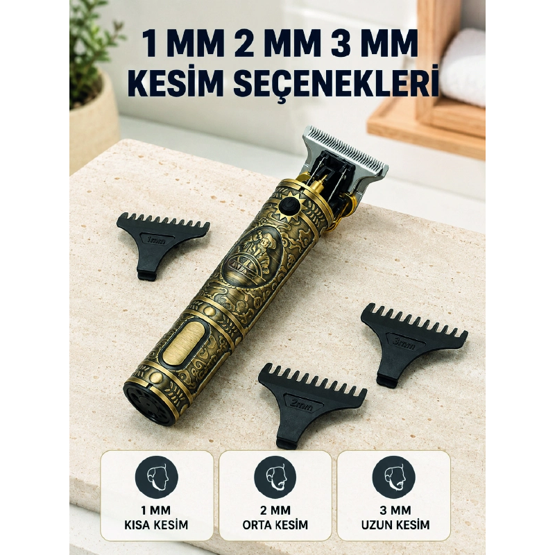 Profesyonel Saç Ve Sakal Tıraş Makinesi 1500 Mah Bataryalı 1 2 3 Mm Taraklı Profesyonel Saç Ve Sakal Tıraş Makinesi 1500 Mah Bataryalı 1 2 3 Mm Taraklı