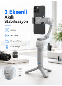 Profesyonel Telefon Gimbal Stabilizer 3 Eksen Sabitleme Çoklu Çekim Modları Uzun Pil Ömürlü Taşınabilir Tasarım