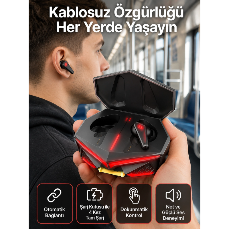 Profesyonel Tws Işıklı Kablosuz Bluetooth Kulaklık Kulaklığı Profesyonel Tws Işıklı Kablosuz Bluetooth Kulaklık Kulaklığı