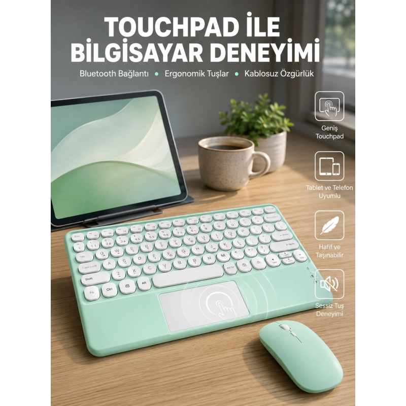 Profesyonel Wifi Q Klavye Bluetooth Klavye Touchpad 10.8 Inç Yeni Nesil Profesyonel Wifi Q Klavye Bluetooth Klavye Touchpad 10.8 Inç Yeni Nesil