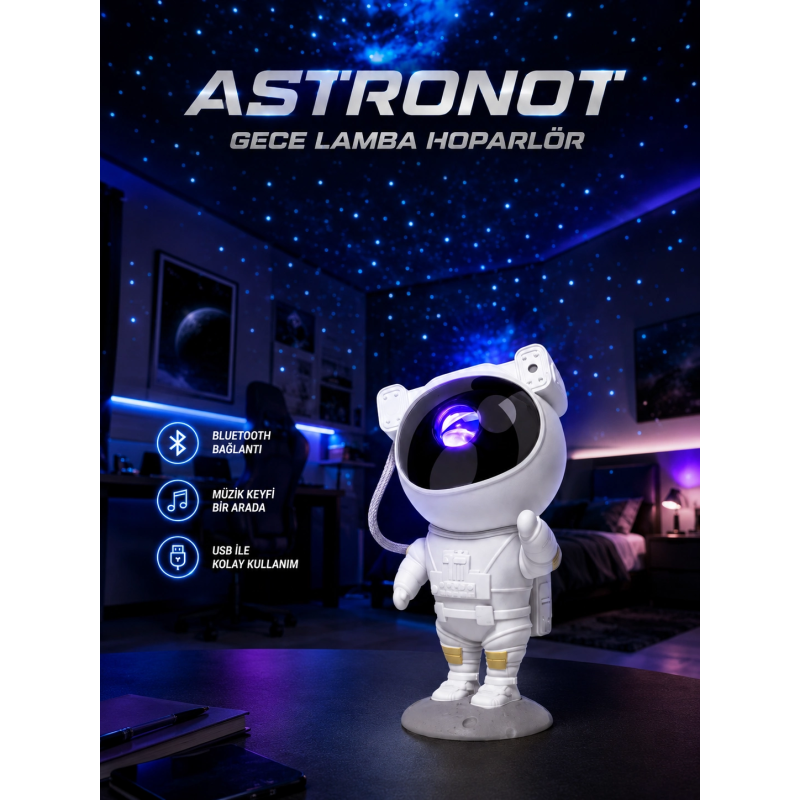 Projeksiyon Astronot Lamba Speaker Sevimli Astronot Bluetooth Hoparlör Yeni Nesil Projeksiyon Astronot Lamba Speaker Sevimli Astronot Bluetooth Hoparlör Yeni Nesil