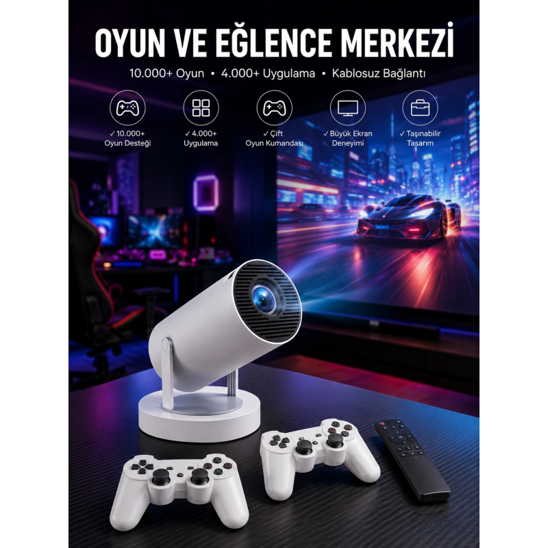 Projeksiyon Cihazı Video Oyun Konsolu Projektör Taşınabilir Ayaklı Çift Kollu 4k Çözünürlüklü Projeksiyon Cihazı Video Oyun Konsolu Projektör Taşınabilir Ayaklı Çift Kollu 4k Çözünürlüklü