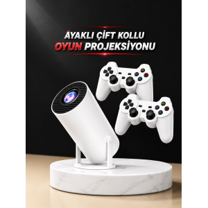 Projeksiyon Cihazı Video Oyun Konsolu Projektör Taşınabilir Ayaklı Çift Kollu 4k Çözünürlüklü