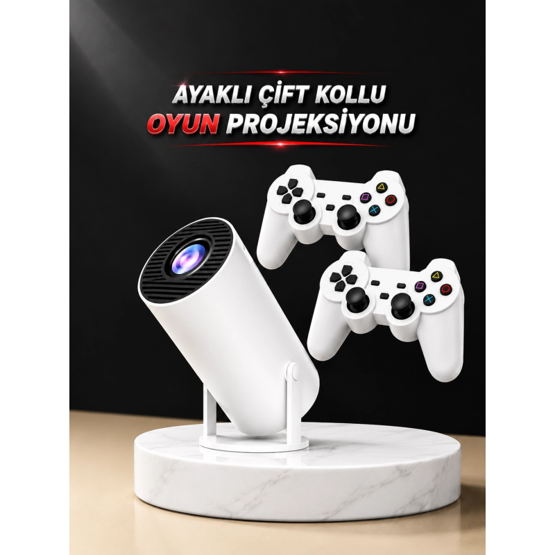 Projeksiyon Cihazı Video Oyun Konsolu Projektör Taşınabilir Ayaklı Çift Kollu 4k Çözünürlüklü Projeksiyon Cihazı Video Oyun Konsolu Projektör Taşınabilir Ayaklı Çift Kollu 4k Çözünürlüklü