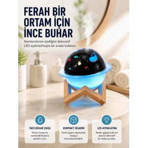 Projektör Işığı Bulunan Usb Bağlantılı Mini Aromaterapi Destekli Hava Nemlendirici