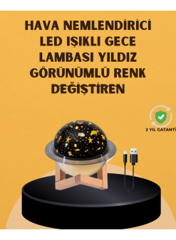 Projektör Işıklı, Aromaterapi Uyumlu Mini Masaüstü Hava Nemlendirici Cihaz