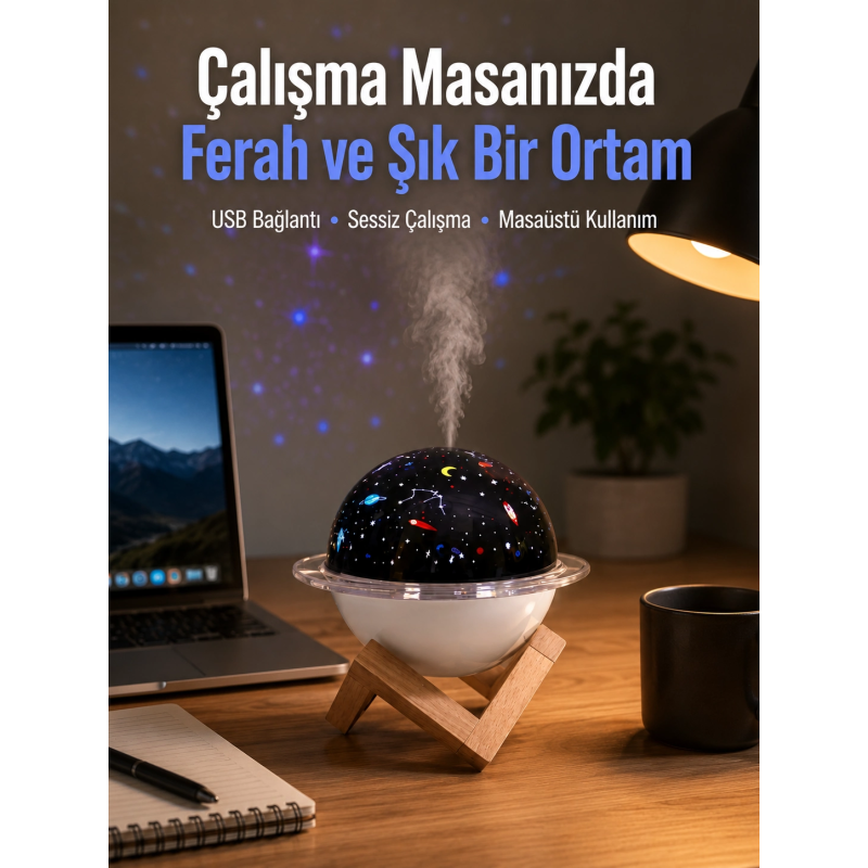 Projektör Işıklı Ve Aromaterapi Destekli Taşınabilir Nemlendirici Cihaz Usb Bağlantılı Projektör Işıklı Ve Aromaterapi Destekli Taşınabilir Nemlendirici Cihaz Usb Bağlantılı