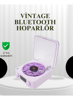 Projektörlü Gece Lambalı Retro Hoparlör – Taşınabilir Bluetooth Speaker