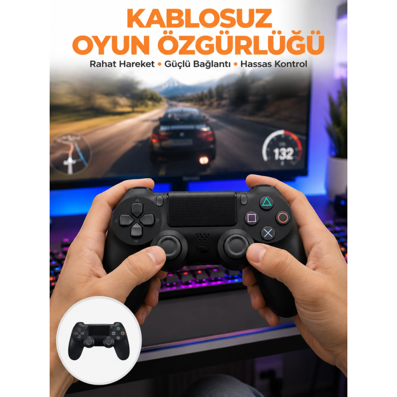 Ps4 Uyumlu Kablosuz Oyun Kolu – Gerçekçi Titreşimli Geri Bildirim Yeni Nesil Ps4 Uyumlu Kablosuz Oyun Kolu – Gerçekçi Titreşimli Geri Bildirim Yeni Nesil
