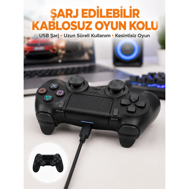 Ps4 Uyumlu Kablosuz Oyun Kolu – Titreşimli, Şarjlı Ve Ergonomik Yeni Nesil Ps4 Uyumlu Kablosuz Oyun Kolu – Titreşimli, Şarjlı Ve Ergonomik Yeni Nesil