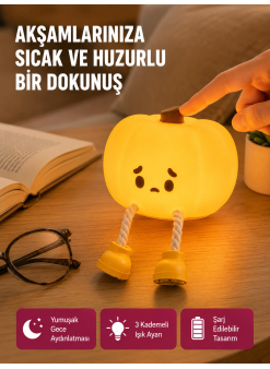 Pumpkin Led Gece Lambası Üç Kademeli Işık Ayarlı Yeni Nesil