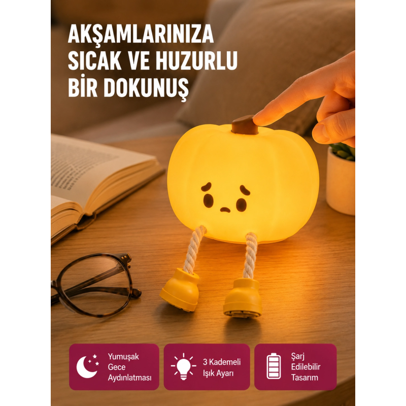Pumpkin Led Gece Lambası Üç Kademeli Işık Ayarlı Yeni Nesil Pumpkin Led Gece Lambası Üç Kademeli Işık Ayarlı Yeni Nesil