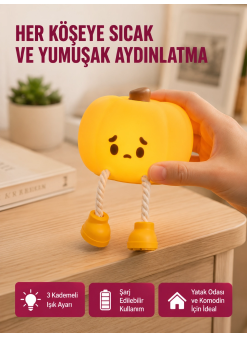 Pumpkin Led Night Light Dokunmatik Şarjlı Silikon Gece Lambası Yeni Nesil