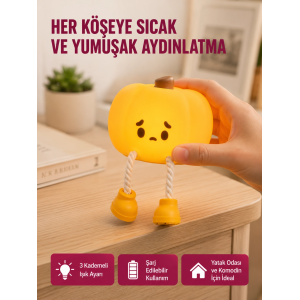 Pumpkin Led Night Light Dokunmatik Şarjlı Silikon Gece Lambası Yeni Nesil