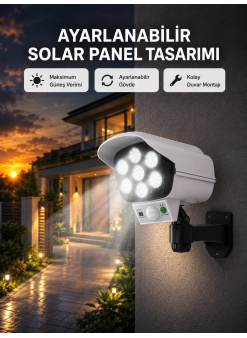 Pvc+pc Malzemeli, 2si 1 Arada Güvenlik Lambası – Ayarlanabilir Başlık Ve Panel Açısı