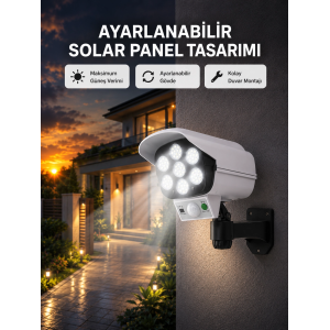 Pvc+pc Malzemeli, 2si 1 Arada Güvenlik Lambası – Ayarlanabilir Başlık Ve Panel Açısı