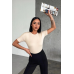 Rahat Ve Şık Kısa Kollu Bisiklet Yaka Likralı Viskon Penye Body Bej