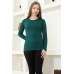 Rahat Ve Şık Uzun Kollu Bisiklet Yaka Likralı Viskon Penye Body Zümrüt Yeşili