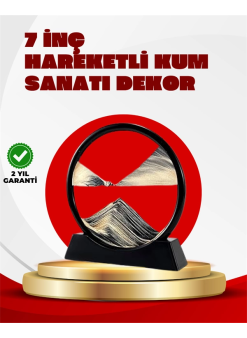 Rahatlatıcı Kum Sanatı – Yuvarlak Cam Çerçeveli Hareketli Kum Resmi, Ofis Ve Ev İçin Etkileşimli Masaüstü Süs