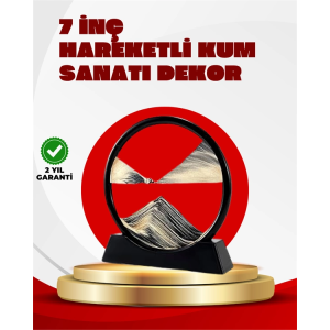 Rahatlatıcı Kum Sanatı – Yuvarlak Cam Çerçeveli Hareketli Kum Resmi, Ofis Ve Ev İçin Etkileşimli Masaüstü Süs