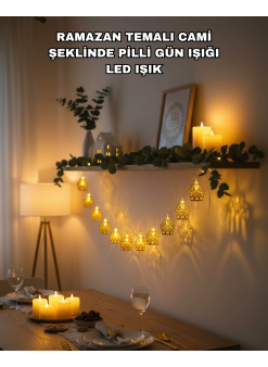 Ramazan Bayram Süslemesi İçin Led Işık Cami Figürlü Dekoratif Tasarım