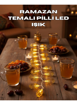 Ramazan Işıkları Pilli Altın Fener Tasarımlı Dekoratif Led Aydınlatma