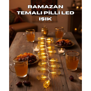Ramazan Işıkları Pilli Altın Fener Tasarımlı Dekoratif Led Aydınlatma