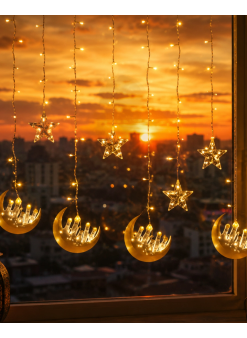 Ramazan Temalı Led Işık Hilal Ve Yıldız Figürlü Dekor Lambası