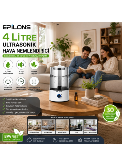 Rbh-04 Ultrasonik Hava Nemlendirici 4 Litre Buhar Makinesi Aroma Difüzörü - Otomatik Kapanma