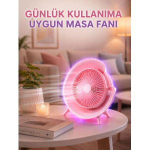 Renkli Ambiyans Işıklı Taşınabilir Masaüstü Vantilatör