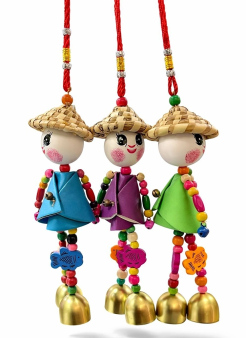 Renkli Boncuklu Şapkalı Bebek Rüzgar Çanı Alk5383