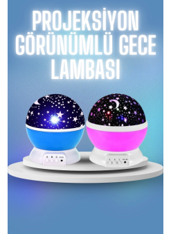 Renkli Yıldızlı Gökyüzü Projeksiyon Gece Lambası Pilli Ve Usb Kablolu