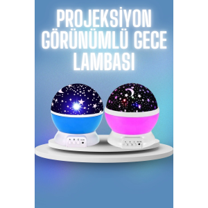 Renkli Yıldızlı Gökyüzü Projeksiyon Gece Lambası Pilli Ve Usb Kablolu