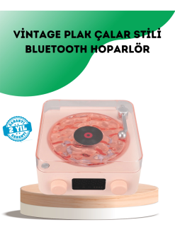 Retro Bluetooth Hoparlör – Kristal Ses, Gece Lambası, Saatli Tasarım