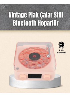 Retro Bluetooth Hoparlör – Yumuşak Gece Lambası Ve Saat Göstergeli