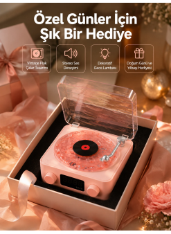 Retro Bluetooth Hoparlör – Yumuşak Gece Lambası Ve Saat Göstergeli Yeni Nesil