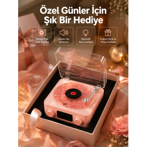 Retro Bluetooth Hoparlör – Yumuşak Gece Lambası Ve Saat Göstergeli Yeni Nesil