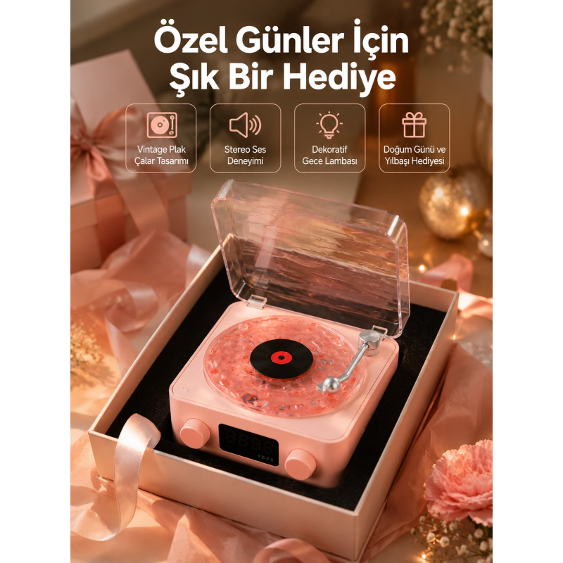 Retro Bluetooth Hoparlör – Yumuşak Gece Lambası Ve Saat Göstergeli Yeni Nesil Retro Bluetooth Hoparlör – Yumuşak Gece Lambası Ve Saat Göstergeli Yeni Nesil