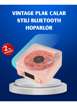 Retro Saatli Bluetooth Hoparlör – Gece Lambalı Kristal Ses Kalitesi