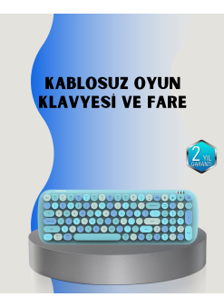 Retro Tarz Kablosuz Klavye Mouse Seti – 104 Tuşlu, Ergonomik Tasarım