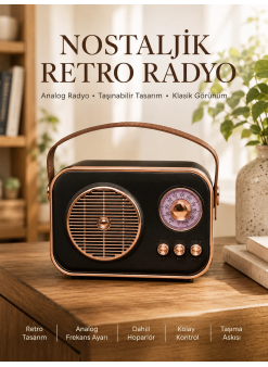Retro Tarz Kablosuz Radyo – Bluetooth, Usb Ve Tf Kart Girişli