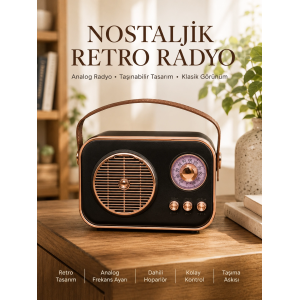 Retro Tarz Kablosuz Radyo – Bluetooth, Usb Ve Tf Kart Girişli